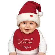 Personalized Childrens Christmas Hat & Bib Set