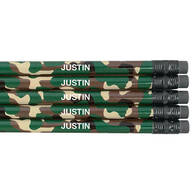 Personalized Round Camouflage Pencils Set of 12