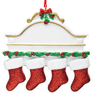Christmas Mantel with 4 Stockings Ornament