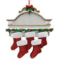 Christmas Mantel with 5 Stockings Ornament