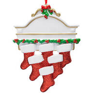 Christmas Mantel with 6 Stockings Ornament