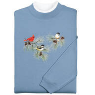Chickadees and Cardinal Sweatshirt by Sawyer Creek