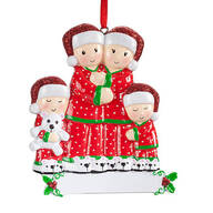 Family of 4 in Pajamas Ornament
