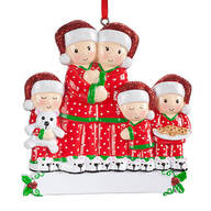 Family of 5 in Pajamas Ornament