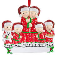 Family of 6 in Pajamas Ornament