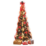 7' Red Poinsettia Pull-Up Tree by Holiday Peak™