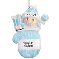 Personalized Baby's First Christmas Mitten Ornament