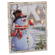 Lighted Snowman Window Canvas by Holiday Peak™