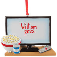 Personalized TV & Popcorn Ornament