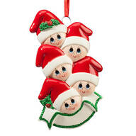 Family in Stocking Caps Ornament, Family of 5