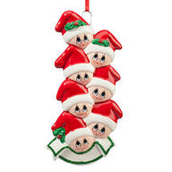 Family in Stocking Caps Ornament, Family of 7