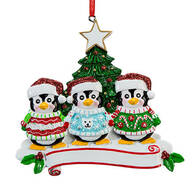 Penguins in Ugly Sweaters Ornament, Family of 3