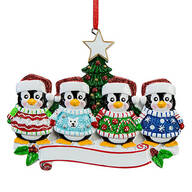 Penguins in Ugly Sweaters Ornament, Family of 4