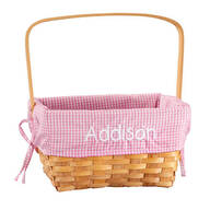Personalized Pink Gingham Wicker Easter Basket