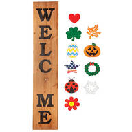 Folding Wood Welcome Sign with Magnetic Holiday Shapes