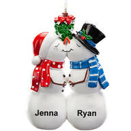 Personalized Kissing Snow Couple Ornament