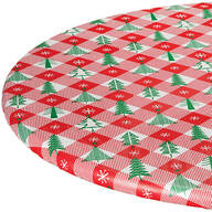 Vintage Holiday Tree Elasticized Vinyl Table Cover
