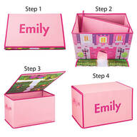 Personalized Foldover Toy Box with Play Mat, Pink Castle