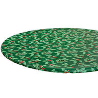 Holly Holiday Vinyl Elasticized Table Cover