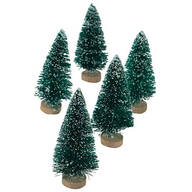 Plastic Snow Mini Trees, Set of 5