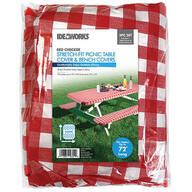 Deluxe Red Check Table Cover With Cushions