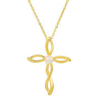Freshwater Pearl Twist Cross Necklace
