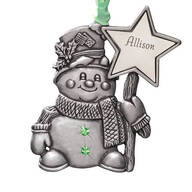 Personalized Pewter Birthstone Snowman Ornament