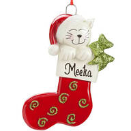 Personalized Happy Cat Stocking Ornament