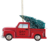 Personalized Red Truck with Tree Ornament