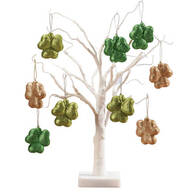 White Wire 18" Tree with Shamrock Hanging Ornaments