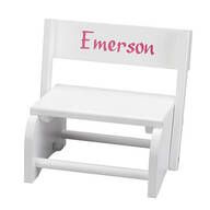 Personalized White Wooden 2-in-1 Chair and Stepstool