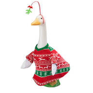 Red and Green Sweater Goose Outfit with Mistletoe