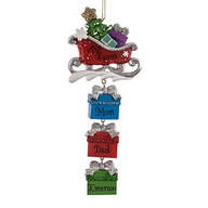 Personalized Sleigh and Gifts Dangle Ornament