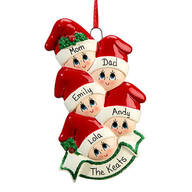 Personalized Family in Stocking Caps Ornament