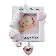 Personalized Baby's First Christmas Frame Ornament