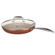 Copper Ceramic 12" Sauté Pan with Glass Lid by Home Marketplace