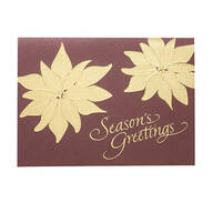 Gold Poinsettia Christmas Card Set of 18