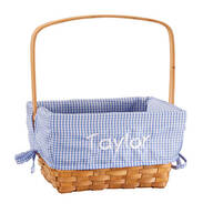 Personalized Blue Gingham Wicker Easter Basket