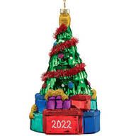 Personalized Glass Tree with Gifts Ornament