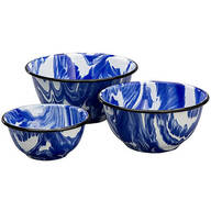 Blue Marble Enamelware Set of 3 Bowls by Home Marketplace