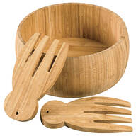 Bamboo 10" Salad Bowl and Salad Hands by Home Marketplace