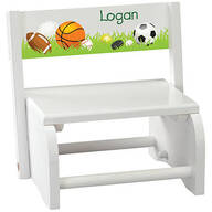 Personalized Children's White Sports Step Stool