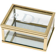 Personalized Gold Trim Glass Keepsake Box with Mirrored Bottom