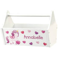 Personalized Unicorn Hearts Toy Caddy