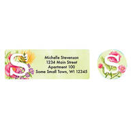 Personalized Floral Initial Address Labels & Envelope Seals Set of 60