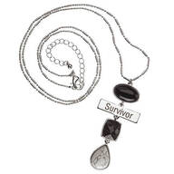 Personalized Black Agate Engravable Bar Necklace