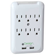 6-Outlet 2-USB Surge Protector Wall Tap