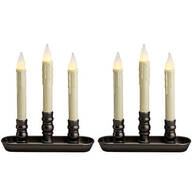 Battery-Operated LED Triple Window Candle, Set of 2