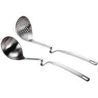 Stainless Steel Slotted Ladle and Soup Ladle with Rim Rests, Set of 2