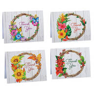 Seasonal Floral Wreath Thank You Cards, Set of 20